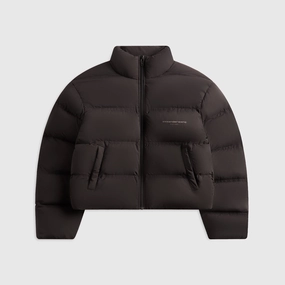 Alexander Wang Jacquard Channel Cropped Puffer with Reflective Logo - Black Chill Weather HighCollarDesign