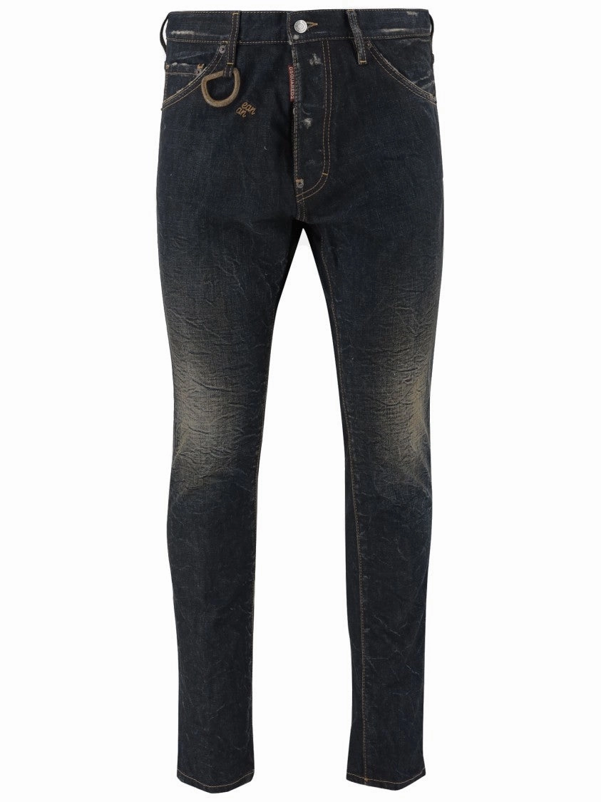 Slim-Fit Dark Denim Jeans Everyday Loose Music Event Moisture Wicking Lining