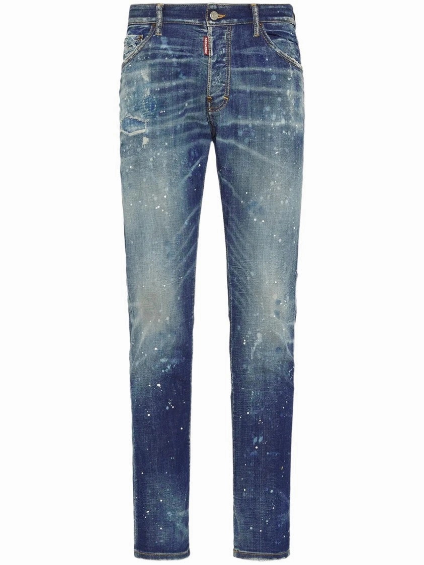 Slim-Fit Distressed Denim Jeans With Artistic Details Loose High Quality Morning Stroll Simple Wear