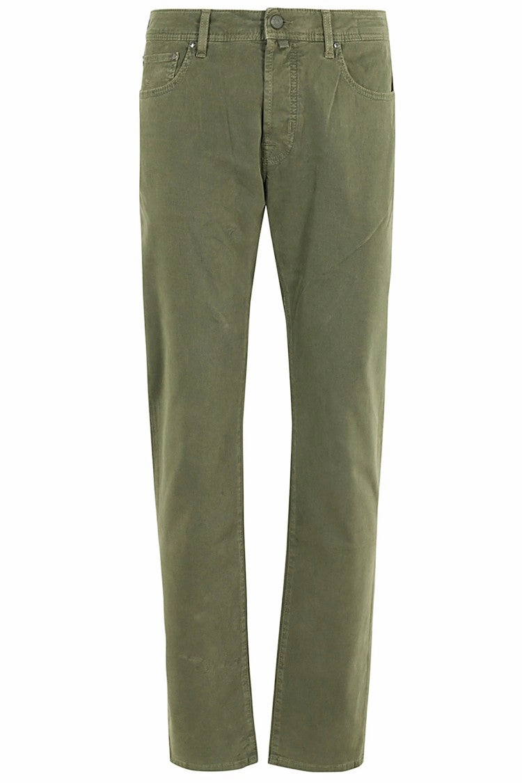 Stretch Gabardine Trousers With Elegant Detailing Style Statement