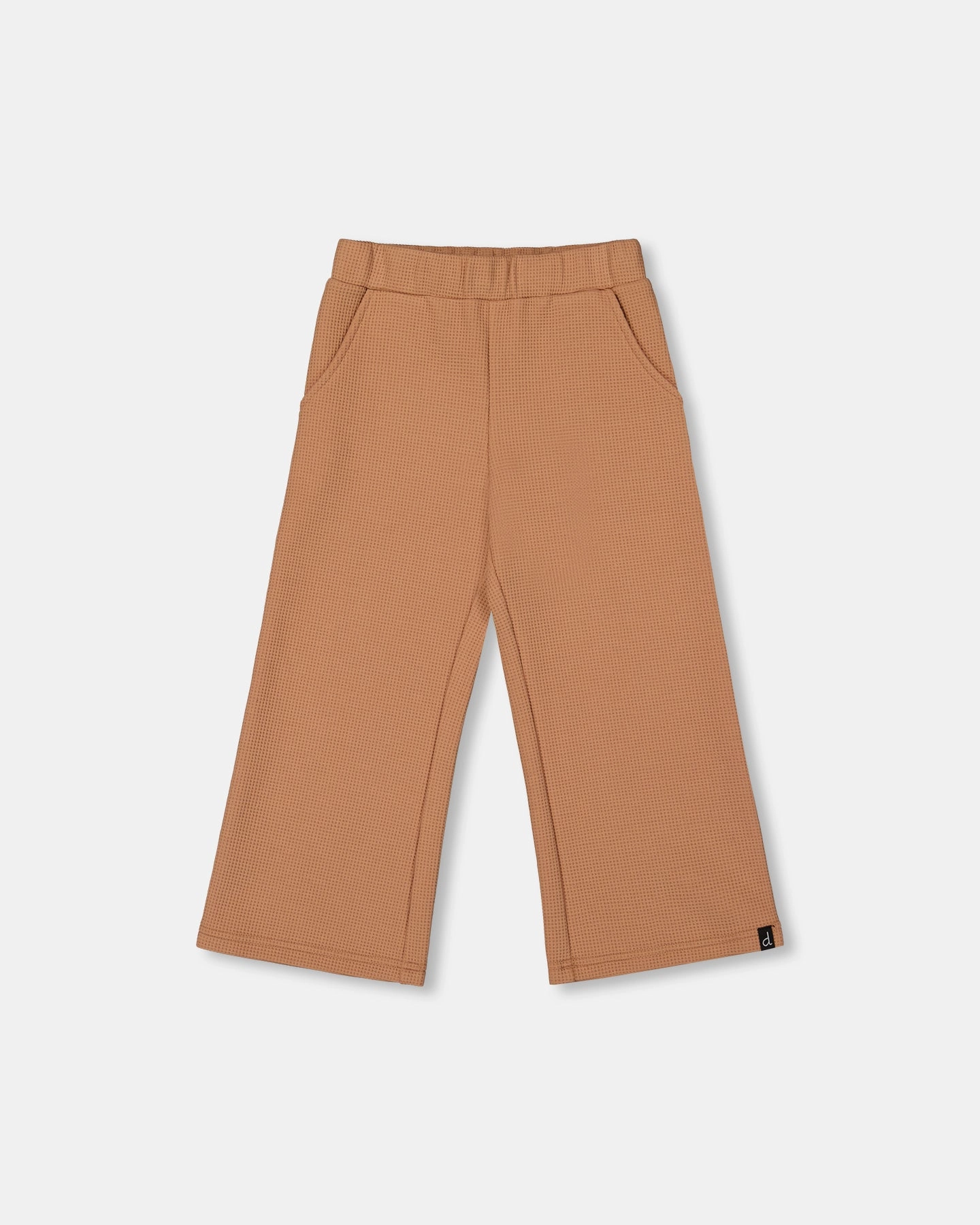 Waffle Flare Leg Pants Caramel Brown Bonded Seam Technology Thermal Lining