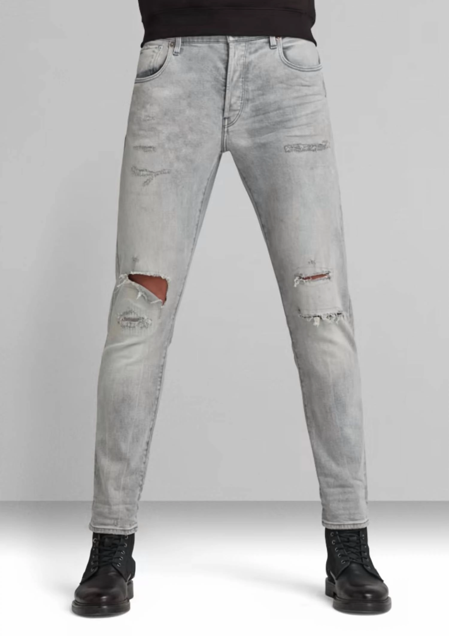 Party Look Classic Wear Soft Texture Slim Stretch Denim Jeans In Vintage Grey