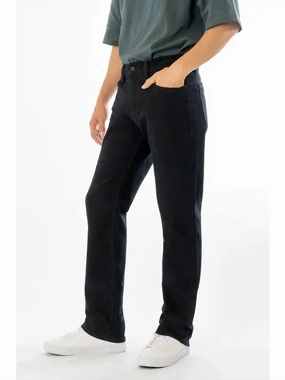 Men's Classic Straight Jeans In Black No Gap Waistband Daily Clothing