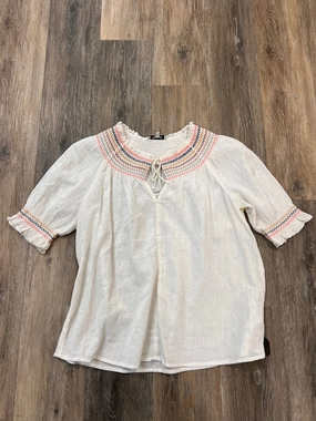 Blouse Short Sleeve By Madewell In White, Size: S Tear Resistant Fiber Blend