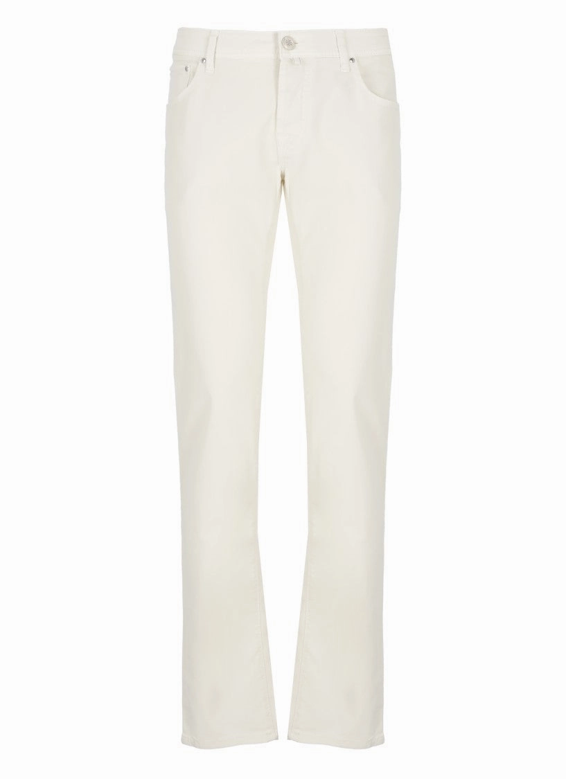 Smart Utility White Cotton Nick Slim Pants