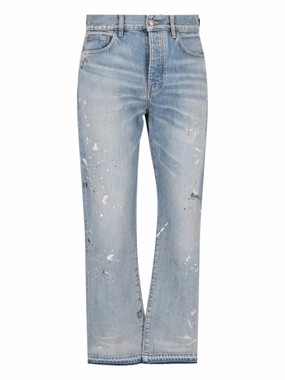 Festival Outfit Everyday Tagless Design Amiri "Painte" Straight Jeans In Light Blue Denim