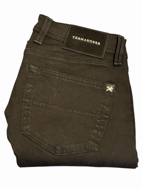 Textured Vibrant Tramarossa Solid Black Denim Pants