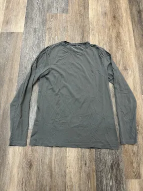 Top Long Sleeve By Allsaints In Grey, Size: M Tencel Cotton Hybrid Weave