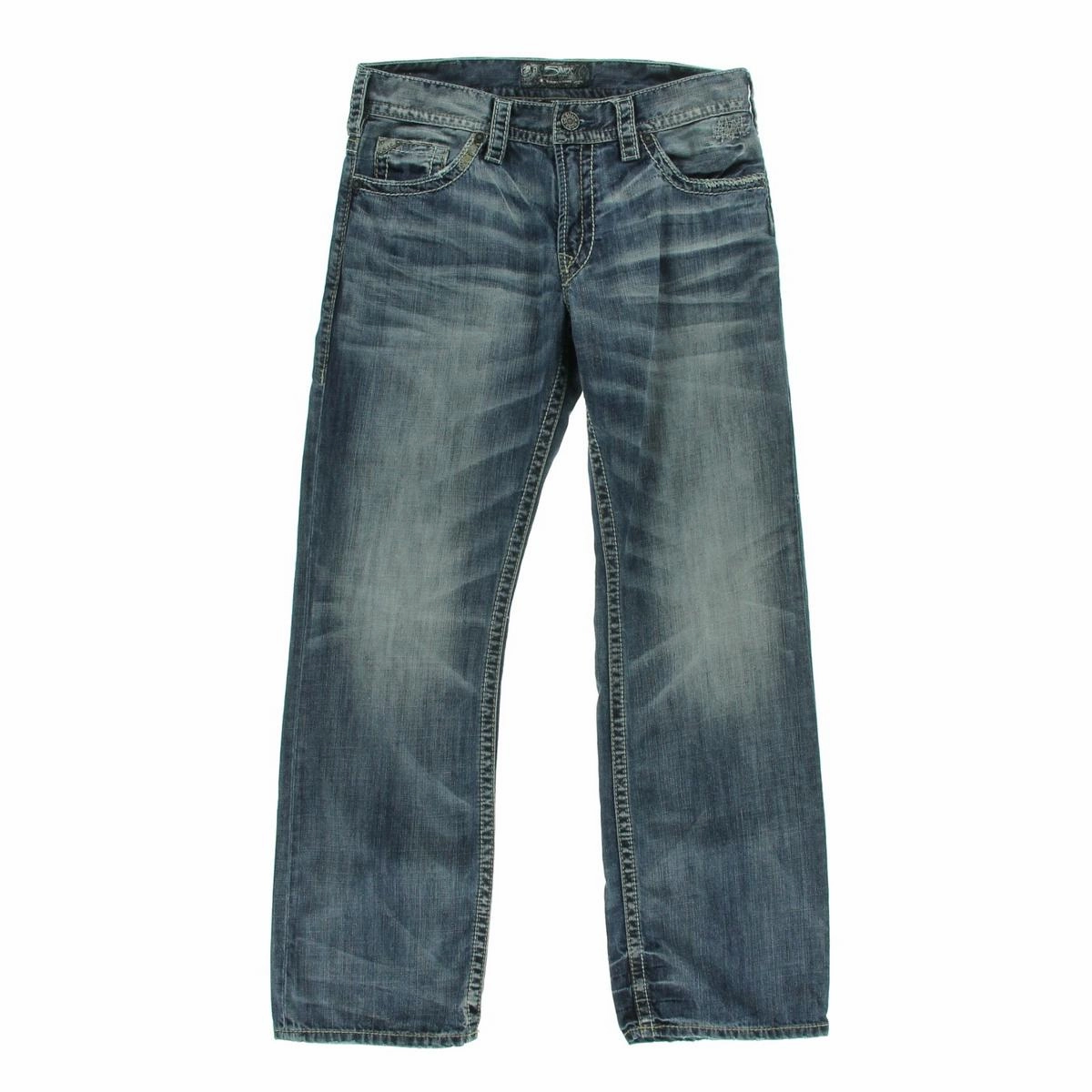 Zac Mens Whisker Wash Distressed Straight Leg Jeans Lightweight Earthy Nature Lover