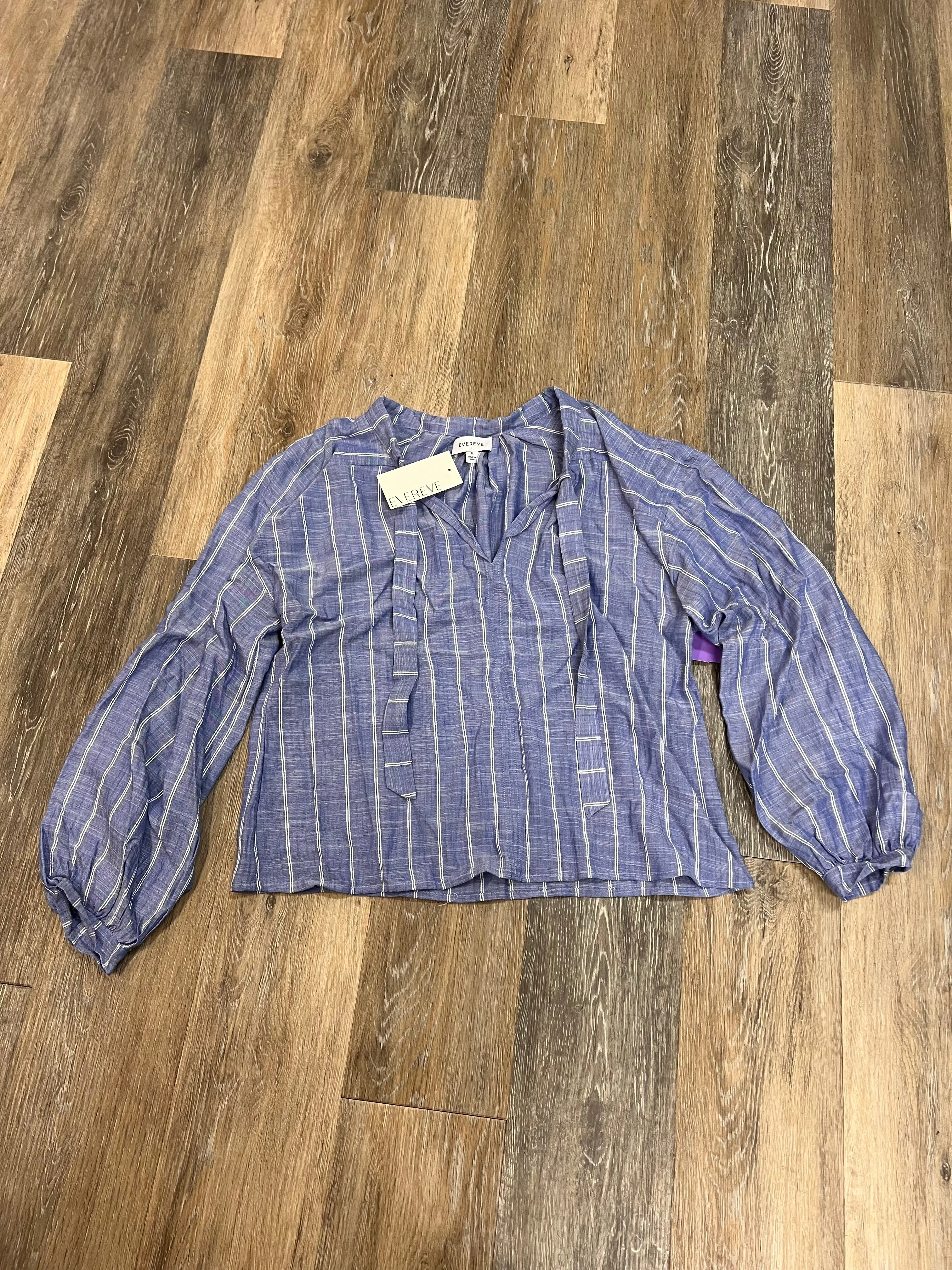 FrenchTerry YarnBlend Blouse Long Sleeve By Evereve In Blue, Size: M