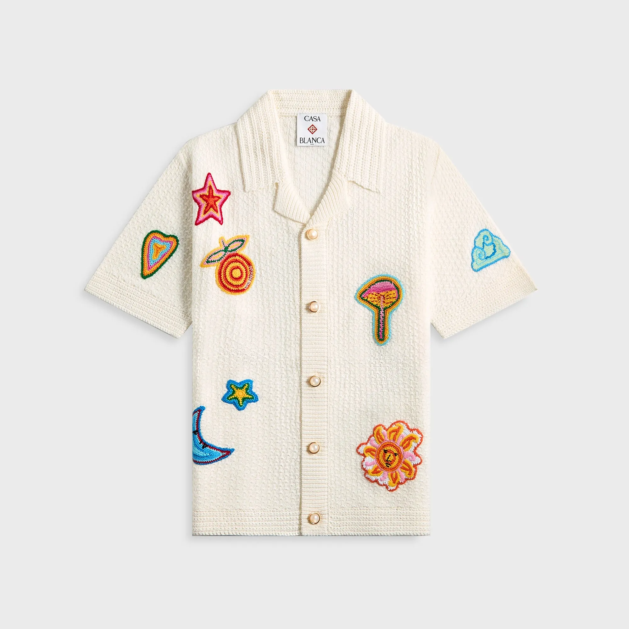 Casablanca Crochet Shirt With Patches - White Non Restrictive Fit