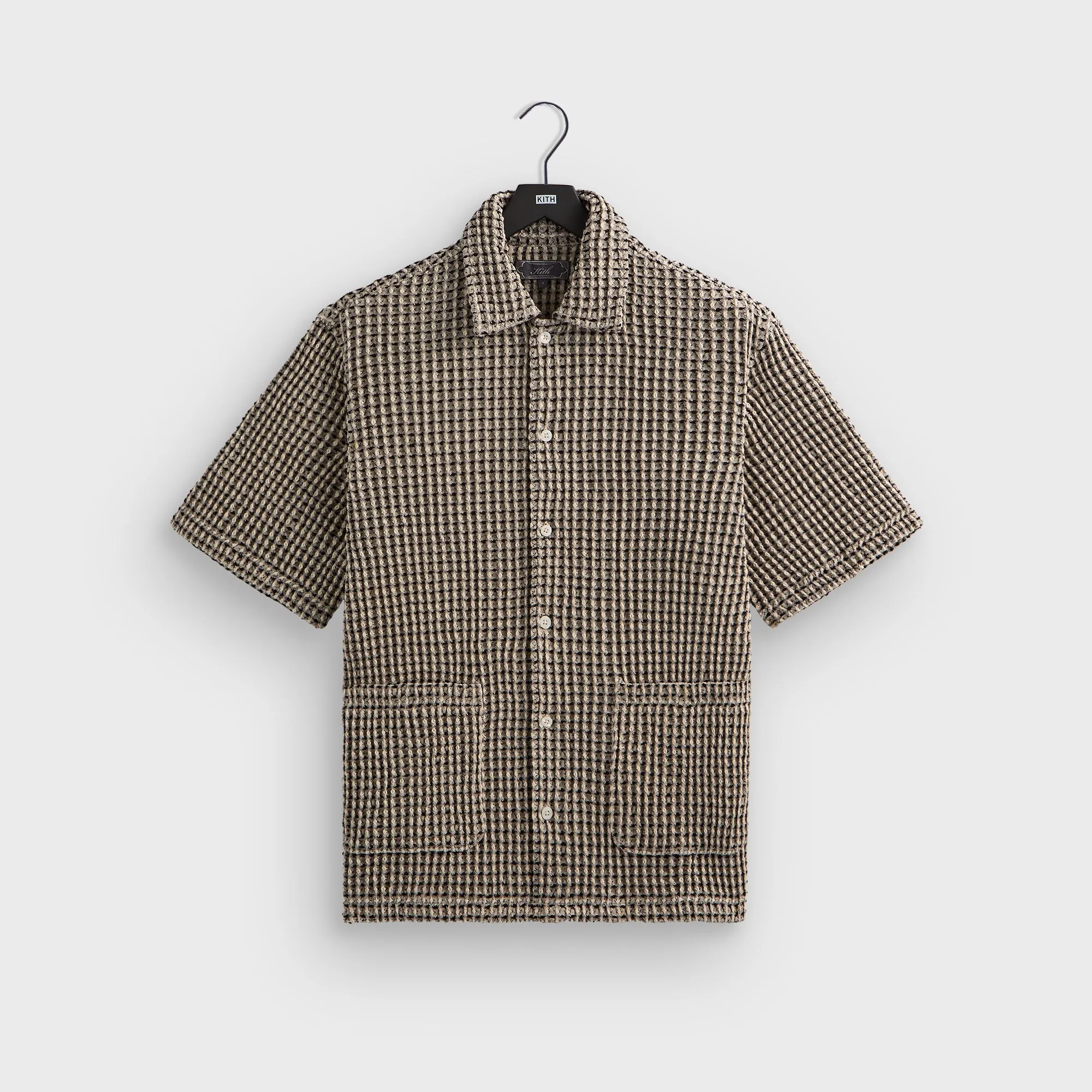 Kith Geometric Diamond Short Sleeve Boxy Collared Overshirt - Black stain resistant coating Multipurpose Layering Fabric