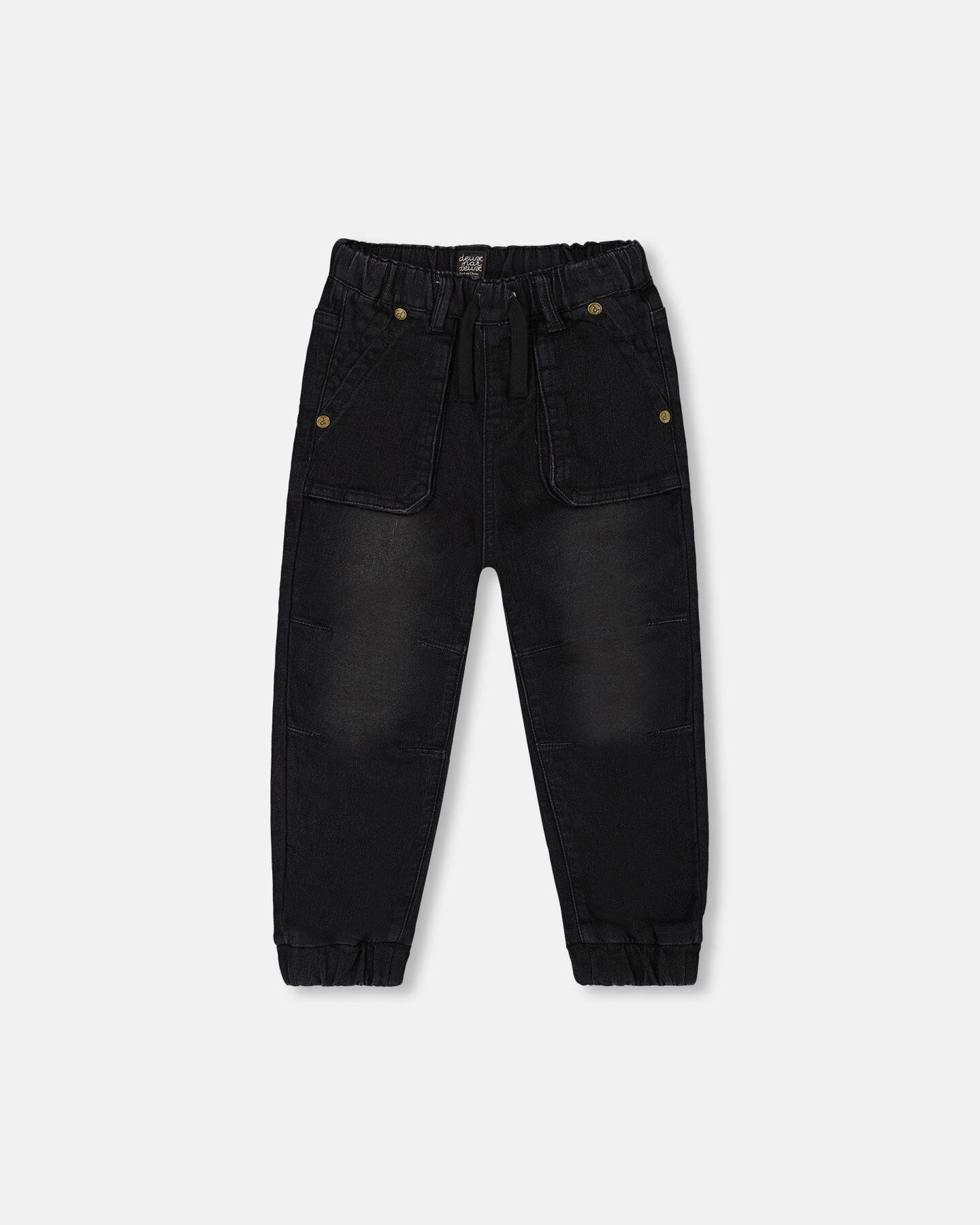 French Terry Denim Jogger Pant Black Jeans Easy Travel ResilientElasticBand