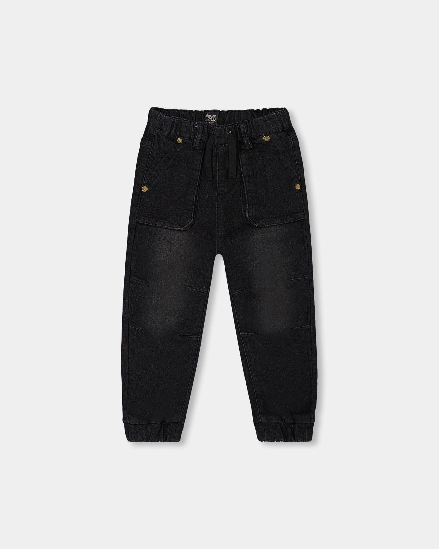 Stretchable Fabric French Terry Denim Jogger Pant Black Jeans