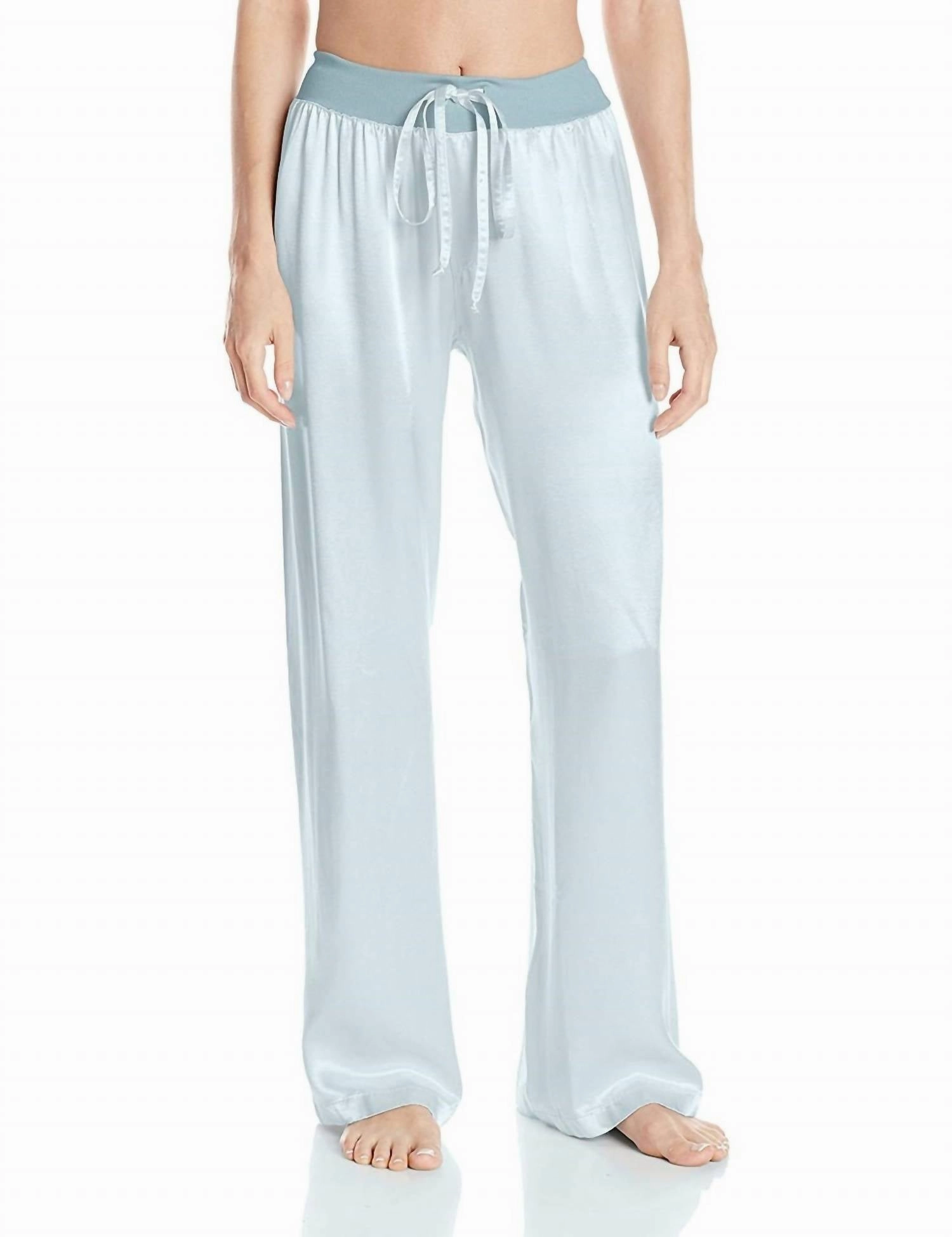 Low Maintenance Care Jolie Satin Pant With Draw String In Aqua