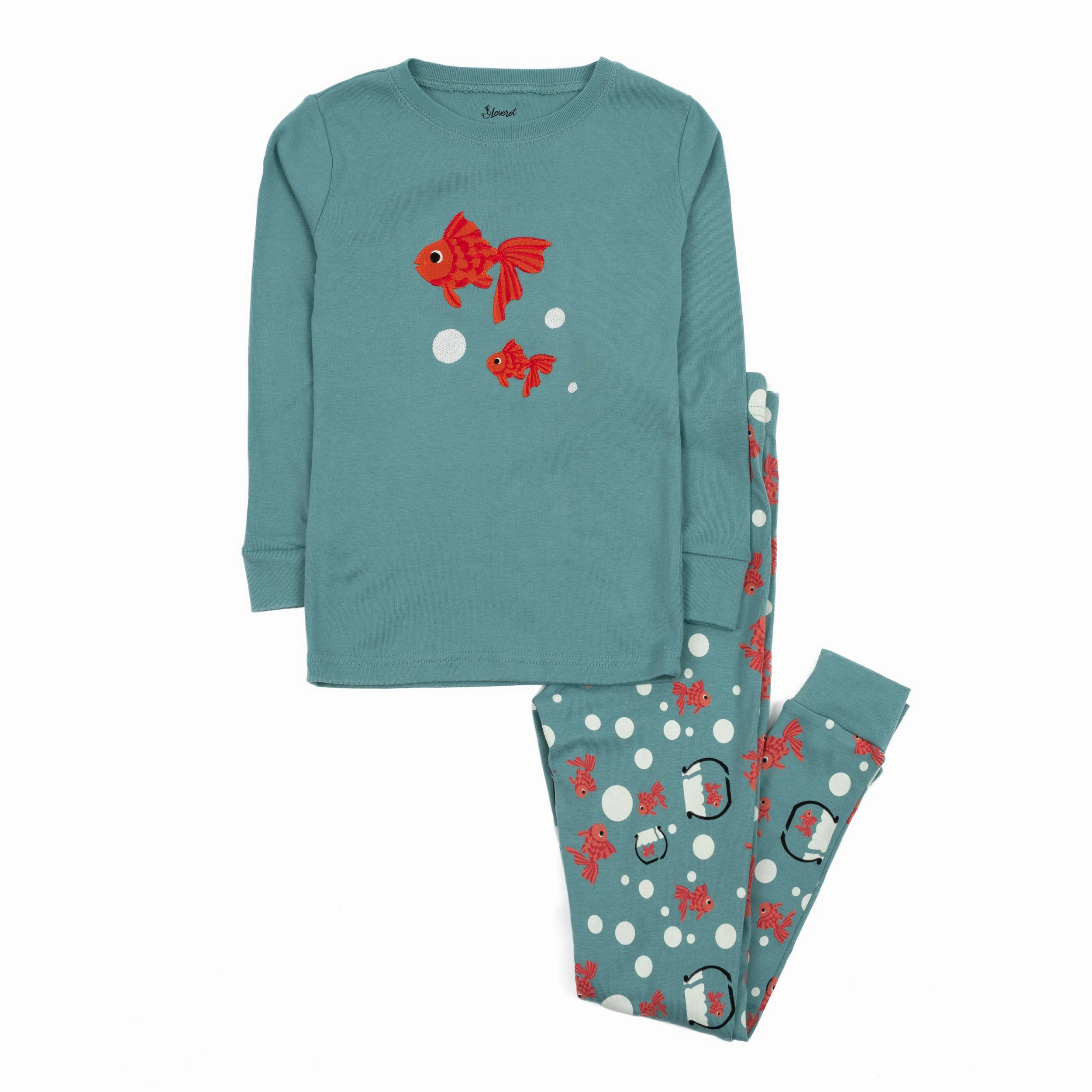 Kids Two Piece Cotton Pajamas Fish Tank Eco Friendly Design