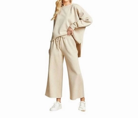 Balanced Compression Women's Solid Textured Matching Set In Taupe
