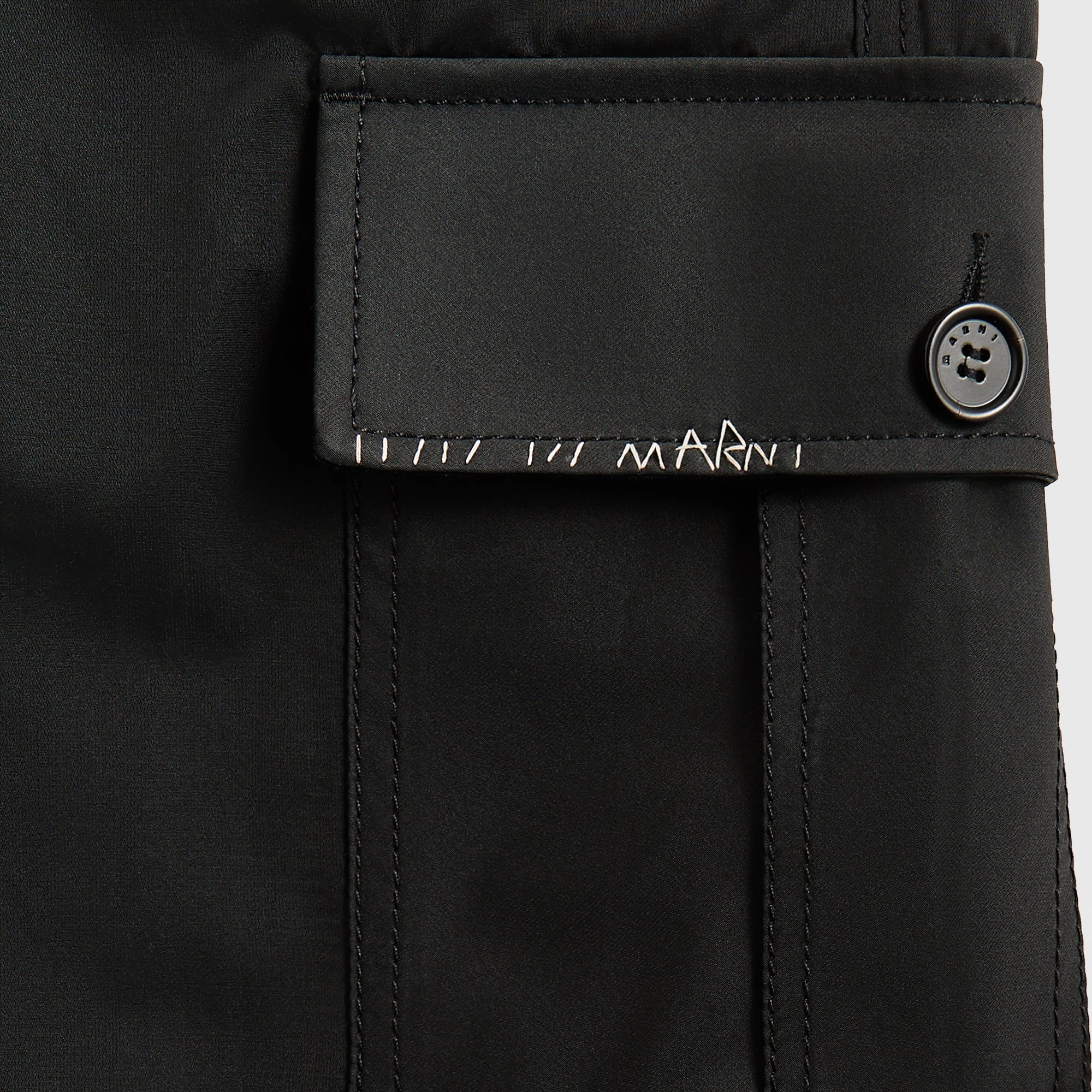 Marni Drawstring Cargo Workwear Gabardine Pant - Black No Gap Waist Construction