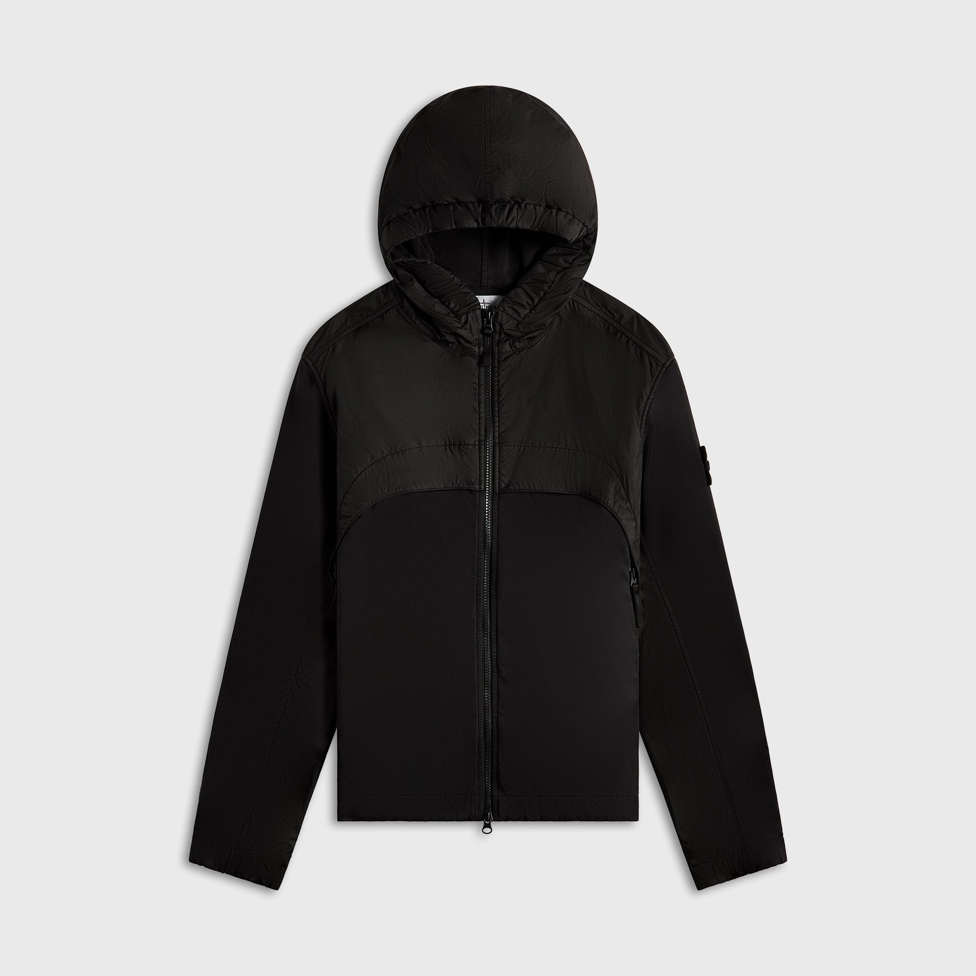 Non Irritating Collar Stone Island Garment Dyed Crinkle Reps Nylon Jacket - Black