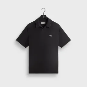 Kith Micro Waffle Drew Polo - Black Lightweight Knit Athletic Cut