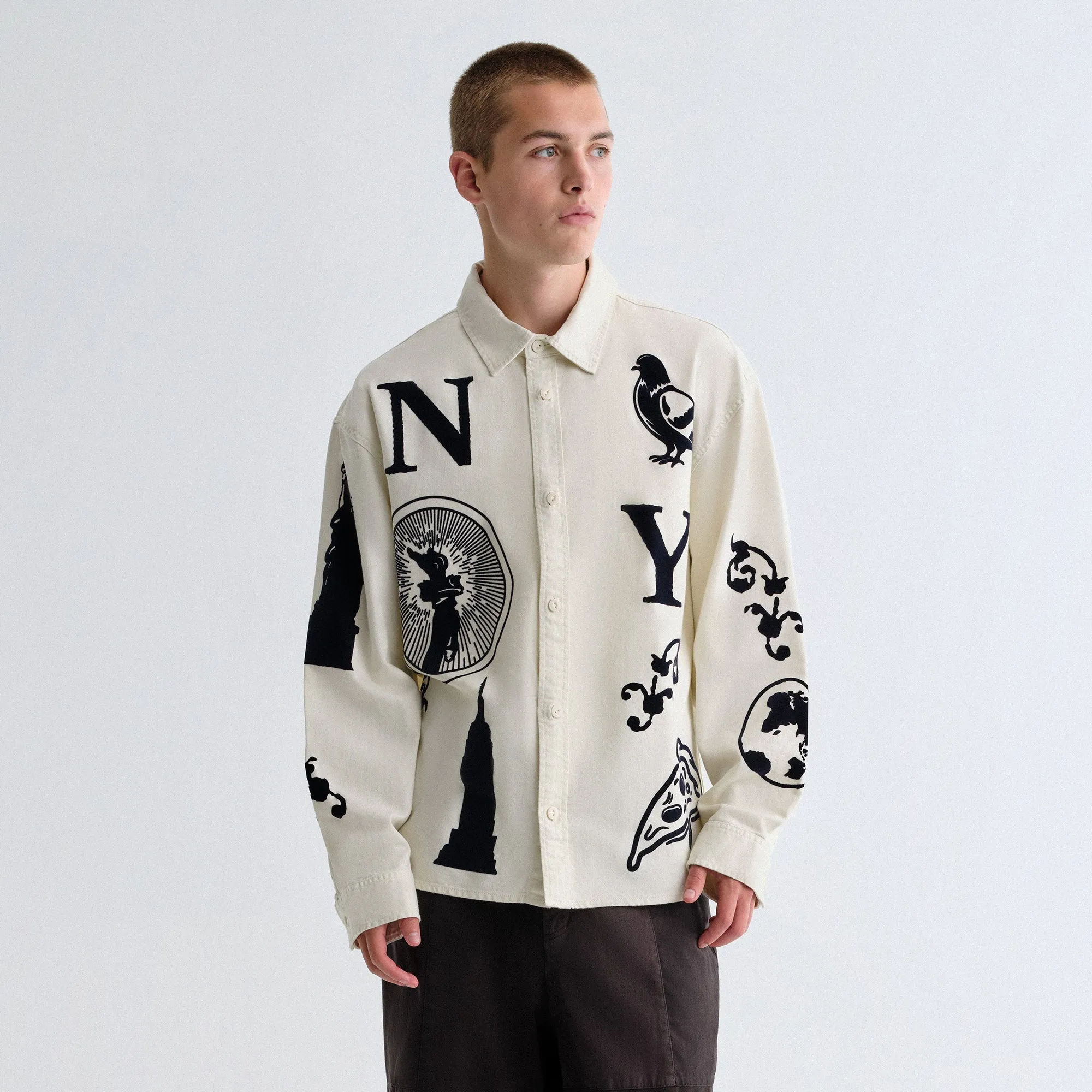 Bold Print Kith Artisanal NY Graphic Apollo Shirt - Sandrift