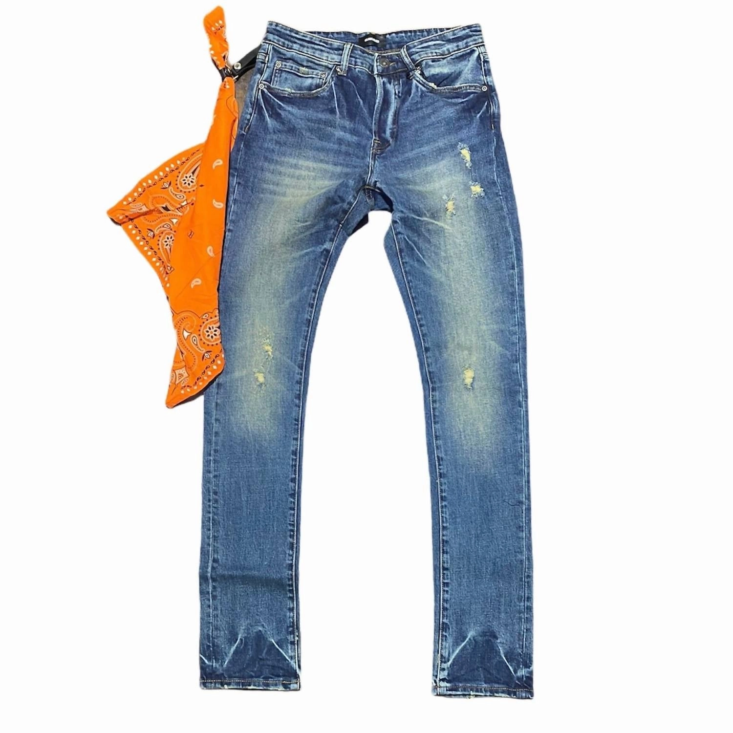 Men's Mcqueen 5-Pocket Slim Fit Jean In Oil Brushed Indigo Sustainable Manufacturing Luxury Minimalist