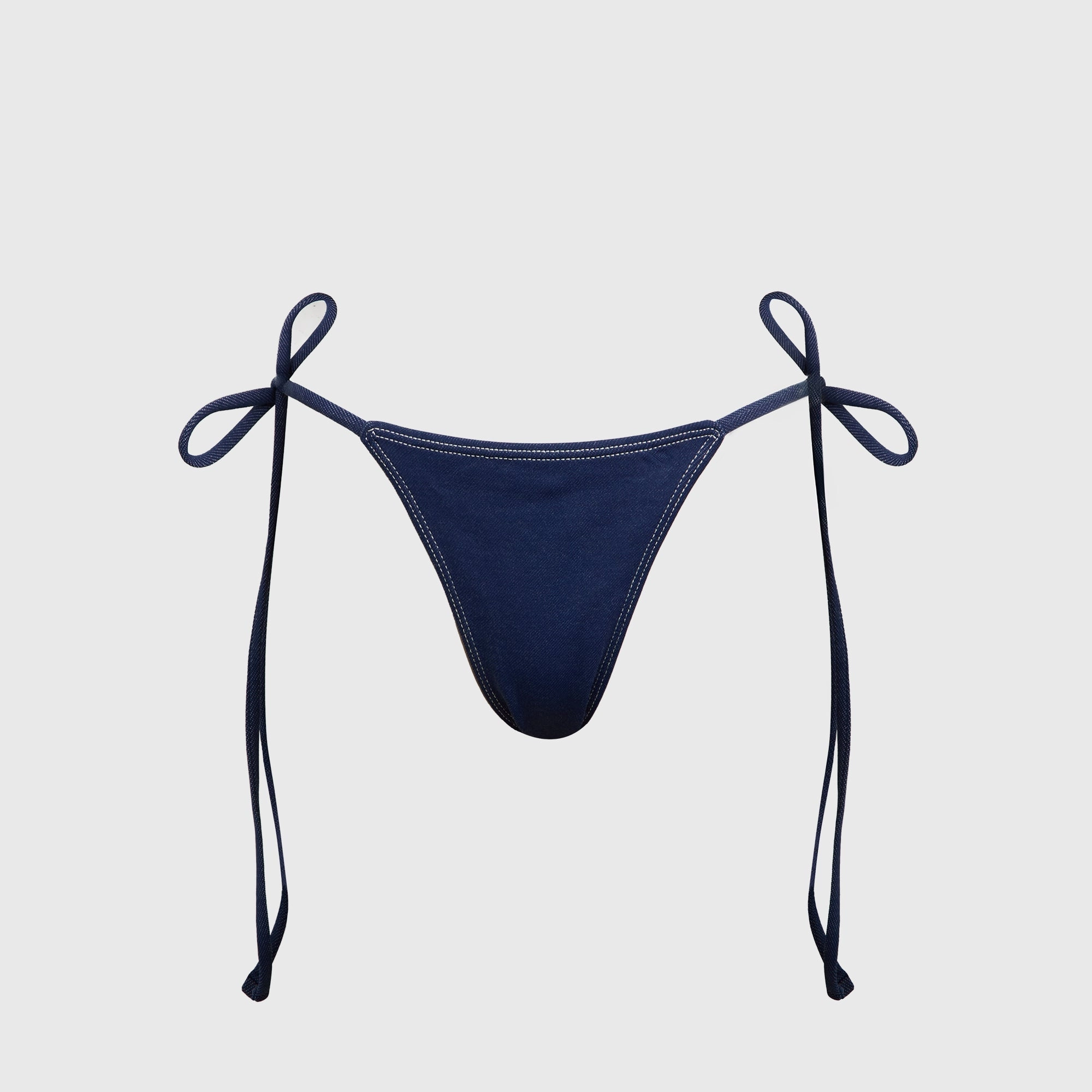 Frankies Bikinis x Bella Hadid Mackenzie Denim Bottom - Summer Denim Ocean Adventure Silicone Grips