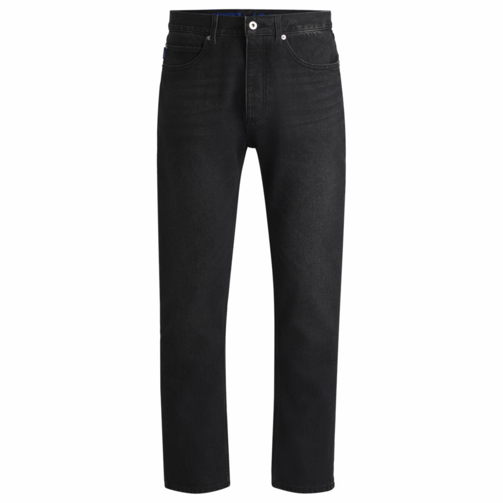 Regular-fit jeans in dark-gray denim Customizable length Sharp Vibe
