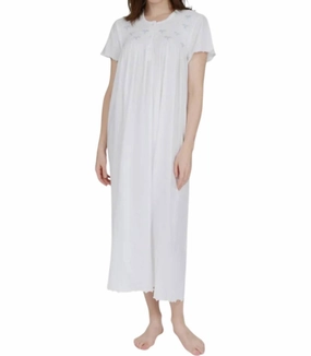 Moisture Wicking Technology Smocked Flutter Sleeve Gown In White