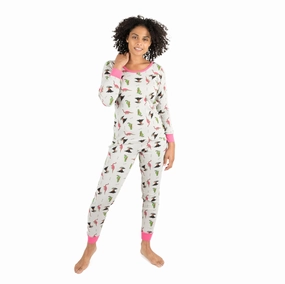 Womens Two Piece Cotton Pajamas Dinosaur Gray Non Restrictive Design Crew Neckline