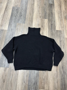 DoubleStitchedHem High Neck Design Sweater By Free People In Black, Size: Xs