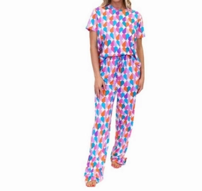Jersey Fabric MoistureWicking Technology Women's Sweet Heart Jammie Crew Neck Set In Pink