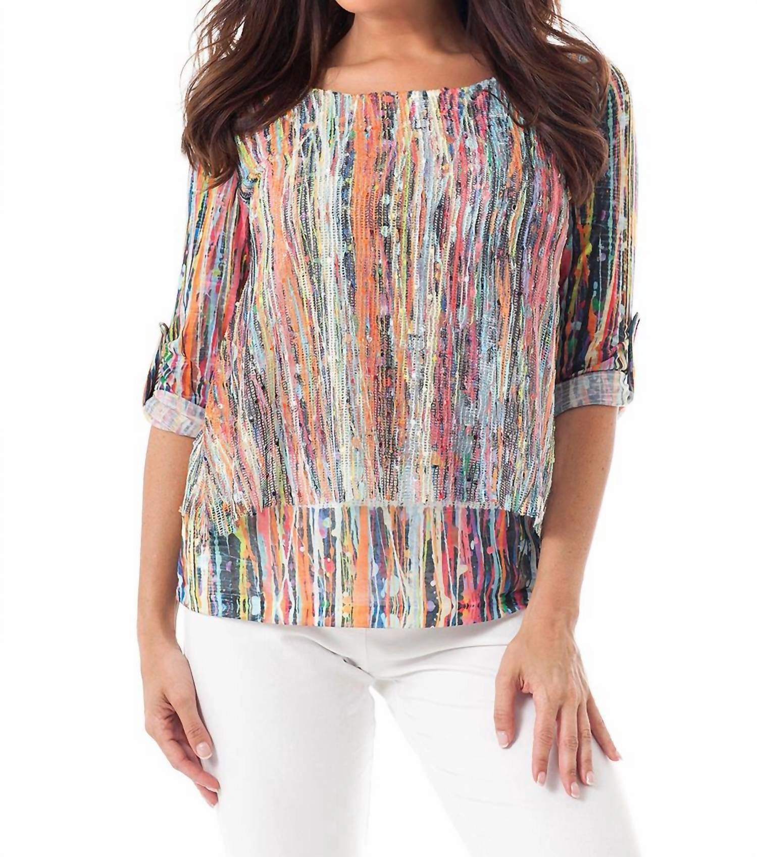Softened Edges wrinkle free finish Splattered Painted Layered Set In White Multi