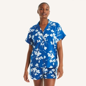 Nautica Womens Printed Pajama Short Set Breathable Material