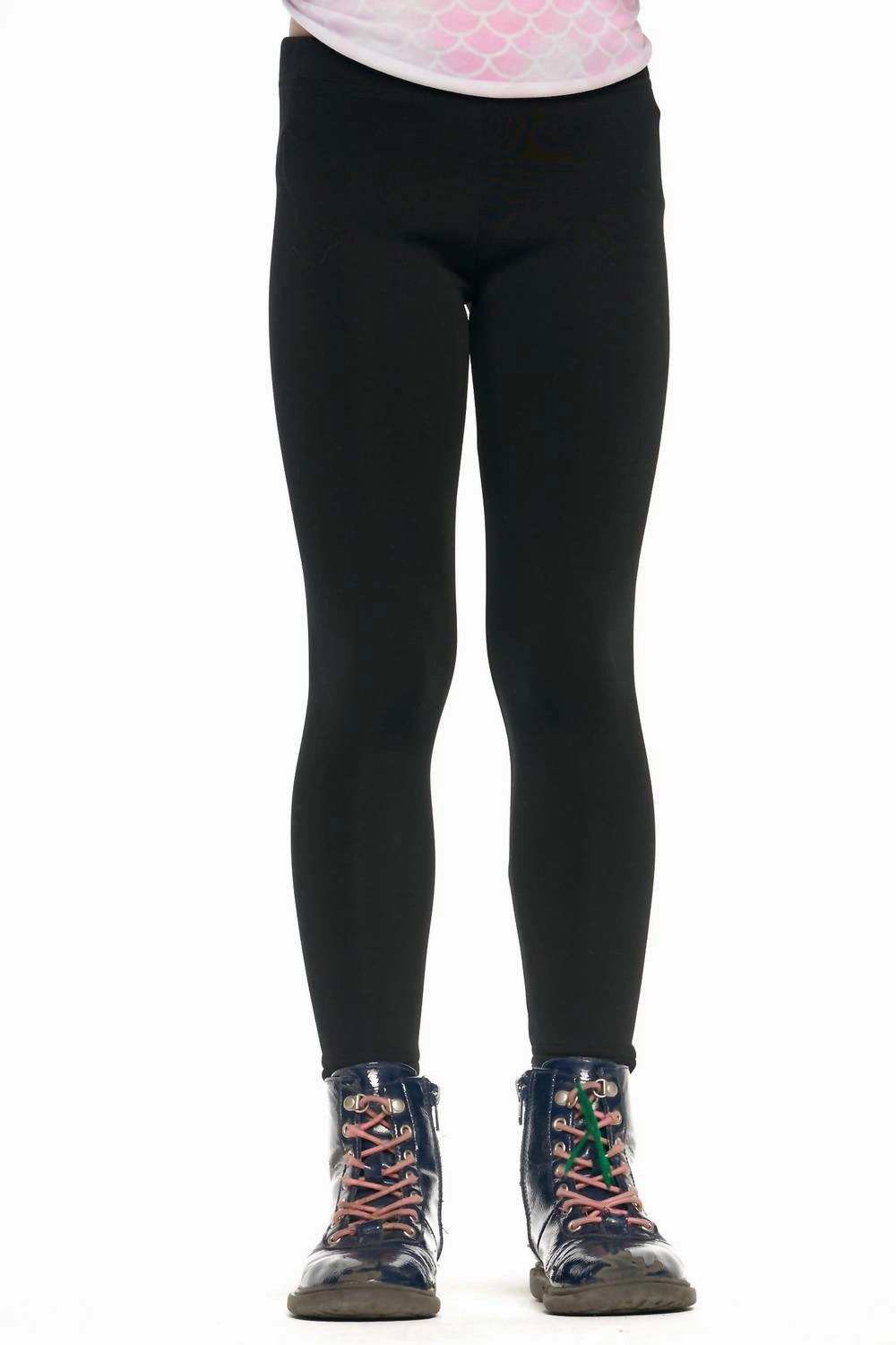 Girls Classic Knit Leggings In True Black Water Resistant Finish Smart Casual
