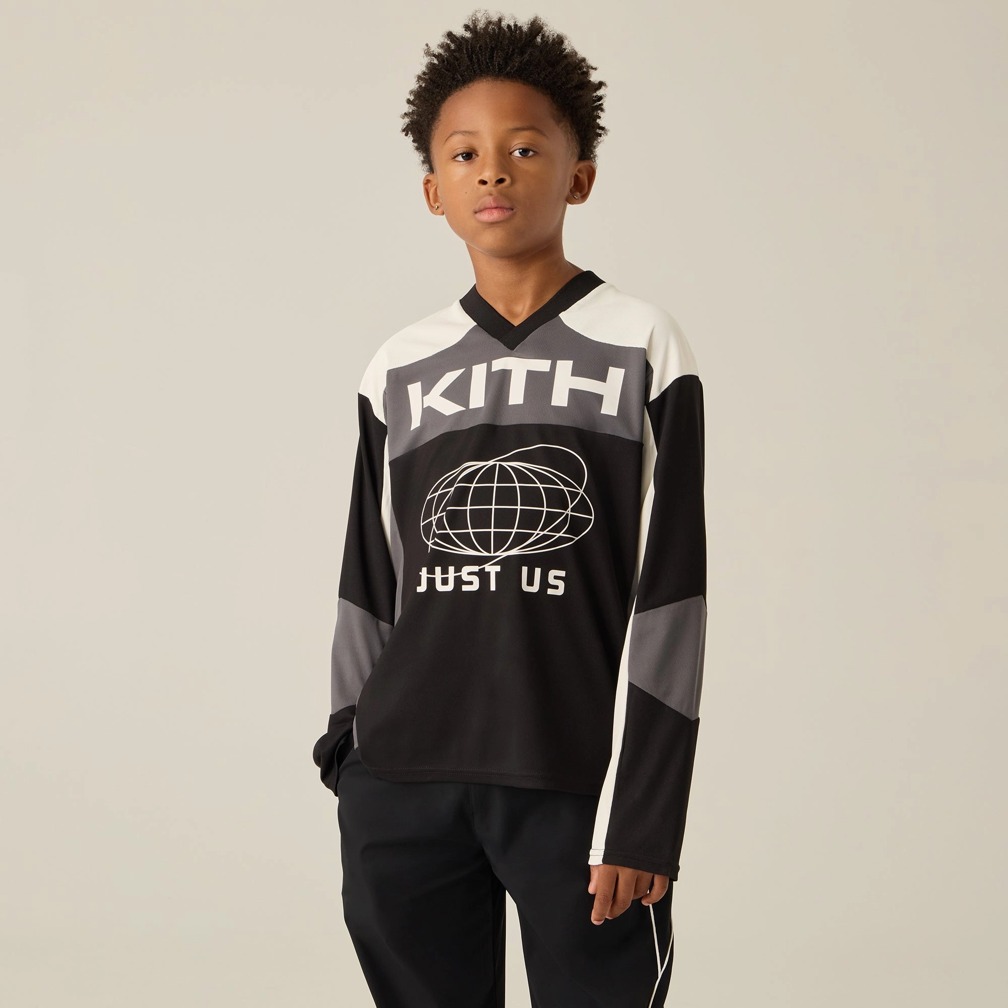 Ventilated Back Panels Kith Kids Just Us Blocked Malik Jersey - Black