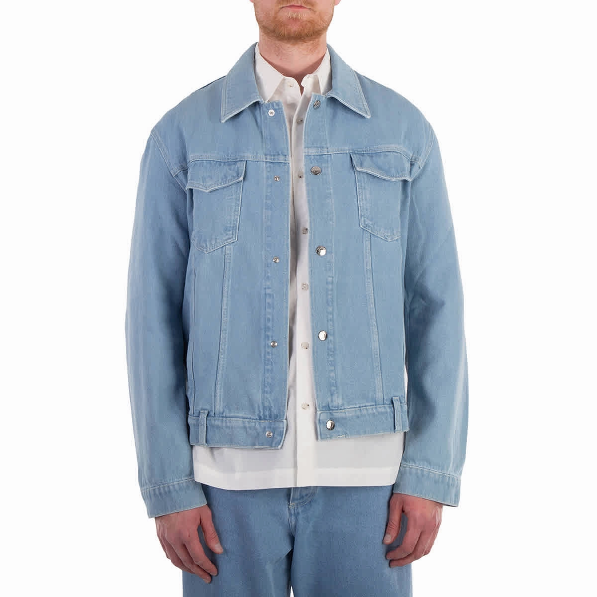Nanushka Eco Light Wash Boyce Denim Jacket Travel Outfit Evening Stroll Minimalist