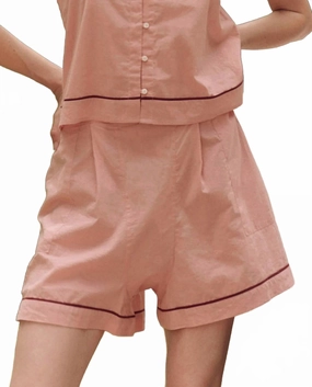 SnagFree Fabric Oversized Hoodie Design Square Pajama Short In Rose Bloom