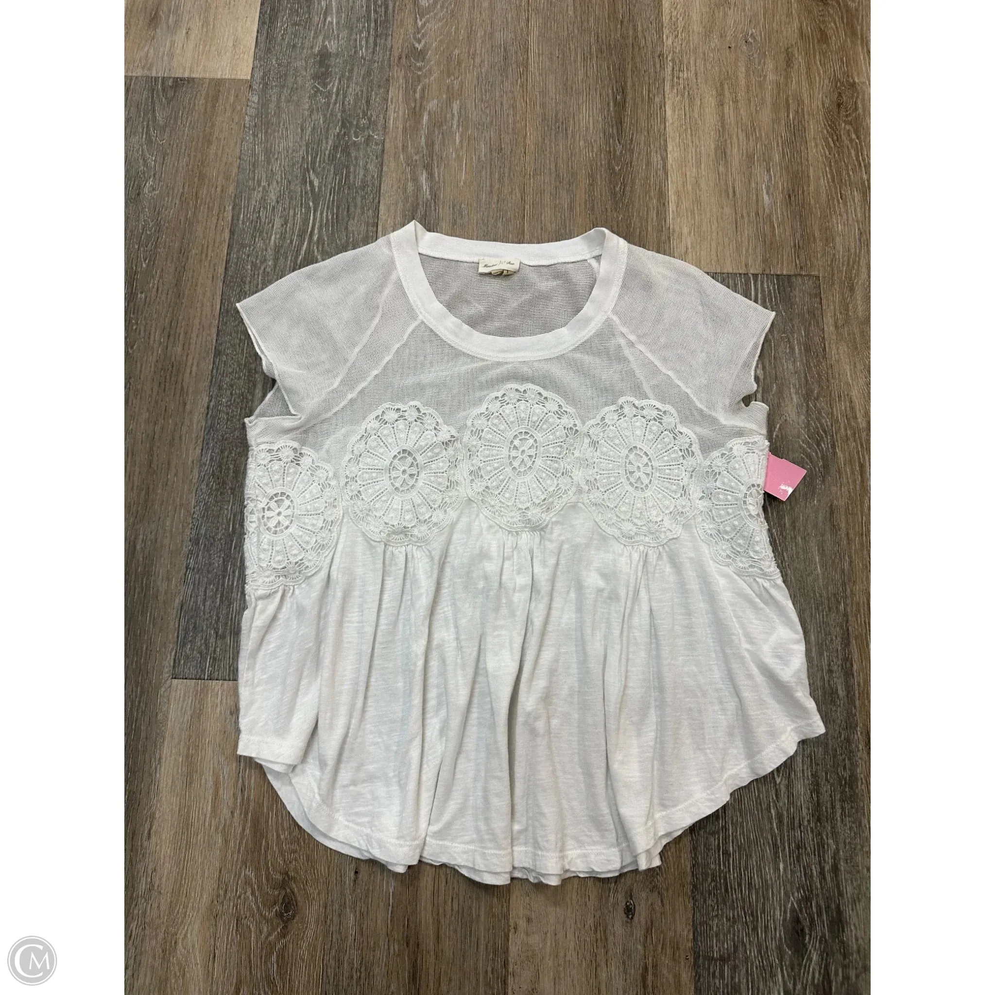 Blouse Short Sleeve By Meadow Rue In White, Size: S NaturalFiberBlend