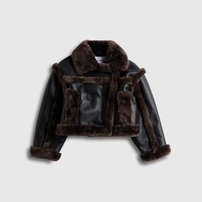 Convertible Style Moisture Management Fabric Stand Studio Kristy Jacket - Black / Dark Brown