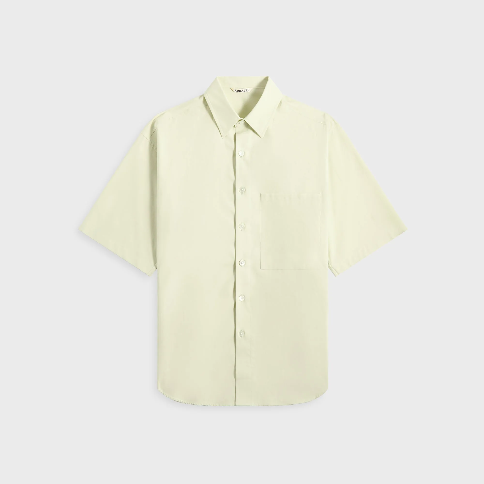Auralee Washed Finx Twill Big Half Sleeved Shirt - Light Green Monochrome Style High-End Fashion