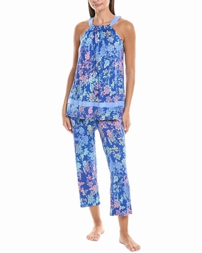 Plush Terry Cloth Flatlock stitching Ellen Tracy 2pc Top & Pant Pajama Set