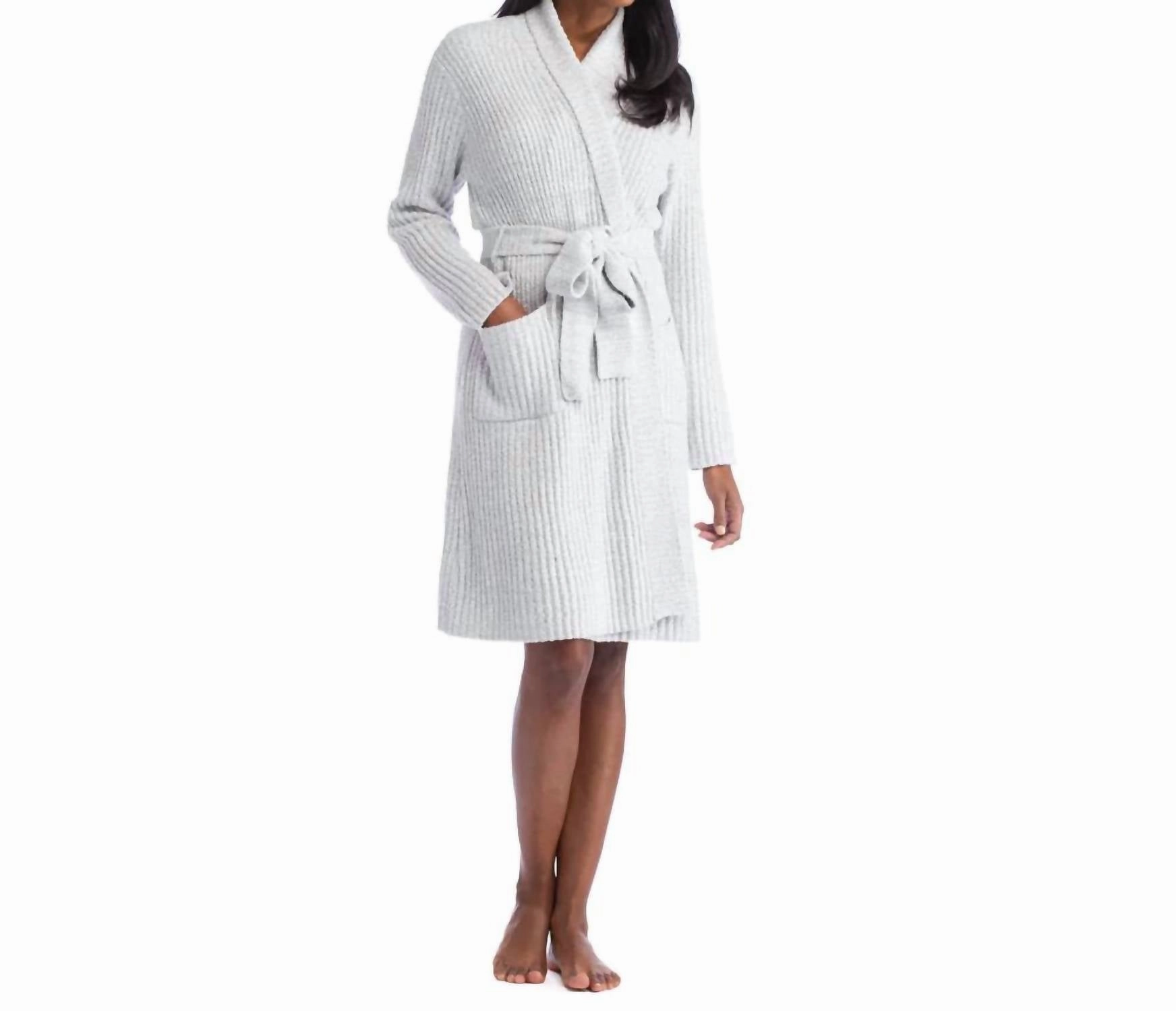 Breathable fabric Softened Edges Marshmallow Rib Robe In Heather Grey