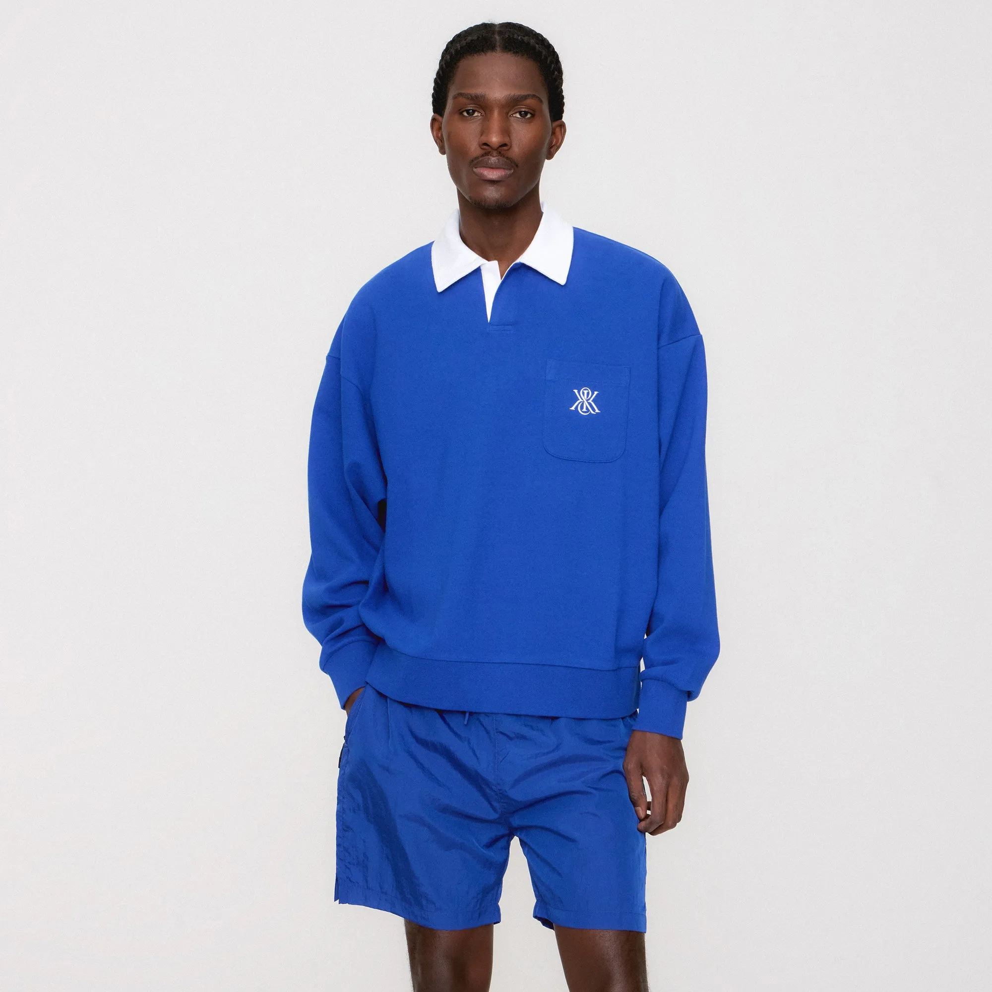 EcoFriendly Material Kith Pegasus Crest Nelson Collared Pullover - Cyclone