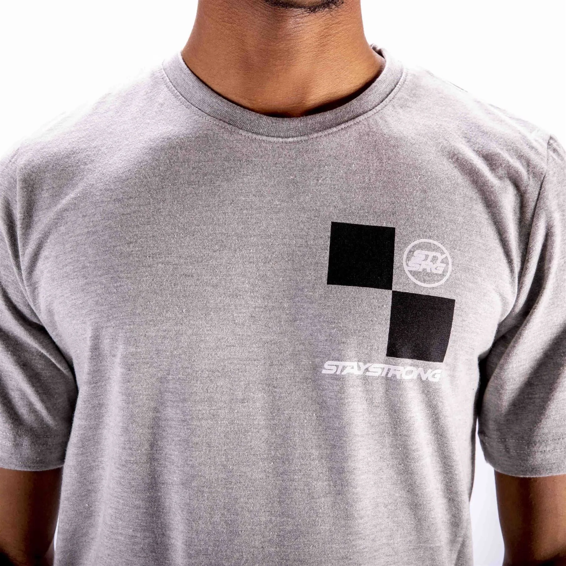 Stay Strong Checker T-Shirt - Grey Simple Comfort Look