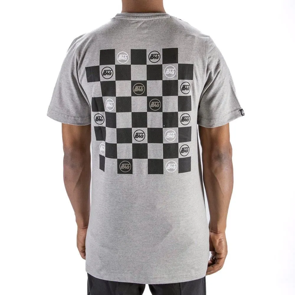Stay Strong Checker T-Shirt - Grey Wool combination