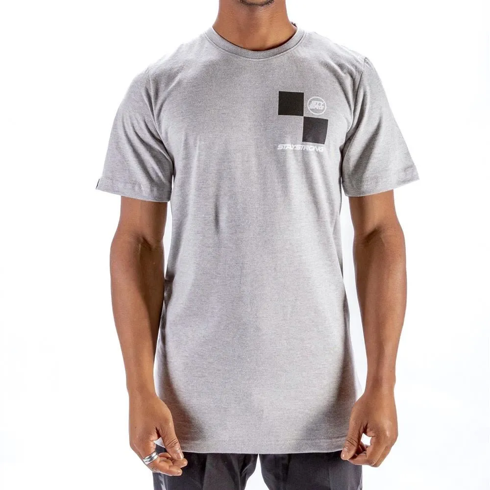Layering Options Stay Strong Checker T-Shirt - Grey
