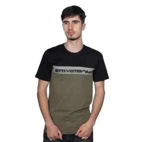 Stay Strong Cut Off T-Shirt - Black/Green Foam Print Detail Casual Comfort