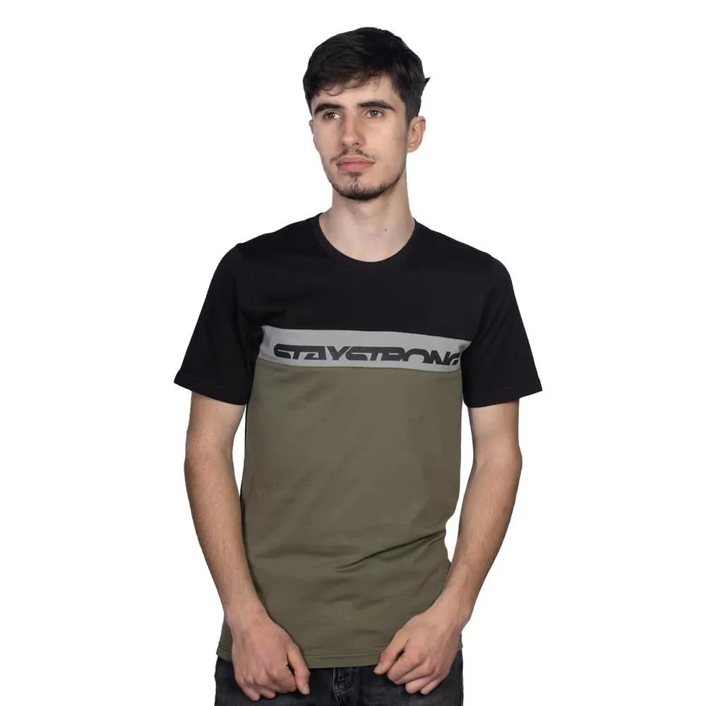 Stay Strong Cut Off T-Shirt - Black/Green Foam Print Detail Casual Comfort