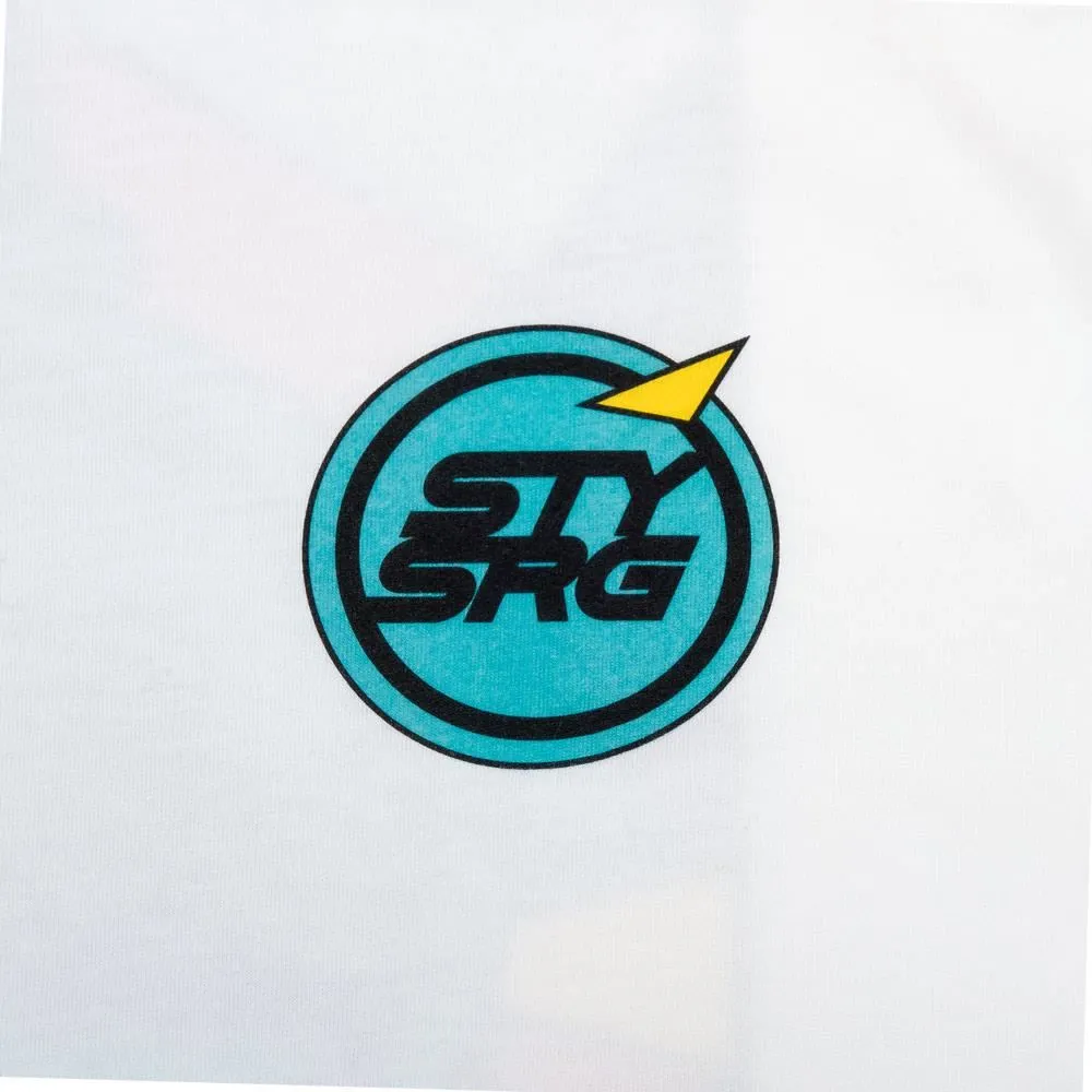 Stay Strong Memphis T-Shirt - White Raw Hem Finish Layered Collar